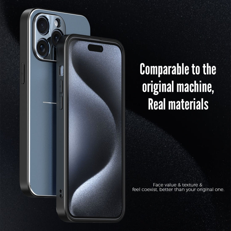 For iPhone 15 Pro R-JUST RJ52 3-Line Style Metal TPU Shockproof Phone Case(Blue) - iPhone 15 Pro Cases by R-JUST | Online Shopping South Africa | PMC TechLife | Buy Now Pay Later Mobicred