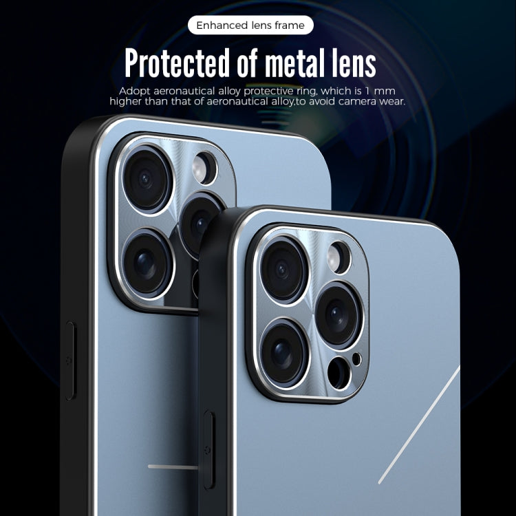 For iPhone 15 Plus R-JUST RJ52 3-Line Style Metal TPU Shockproof Phone Case(Blue) - iPhone 15 Plus Cases by R-JUST | Online Shopping South Africa | PMC TechLife | Buy Now Pay Later Mobicred
