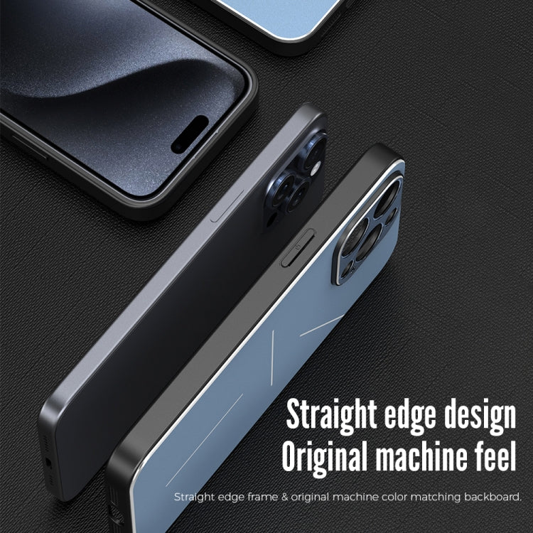 For iPhone 15 Pro R-JUST RJ52 3-Line Style Metal TPU Shockproof Phone Case(Blue) - iPhone 15 Pro Cases by R-JUST | Online Shopping South Africa | PMC TechLife | Buy Now Pay Later Mobicred