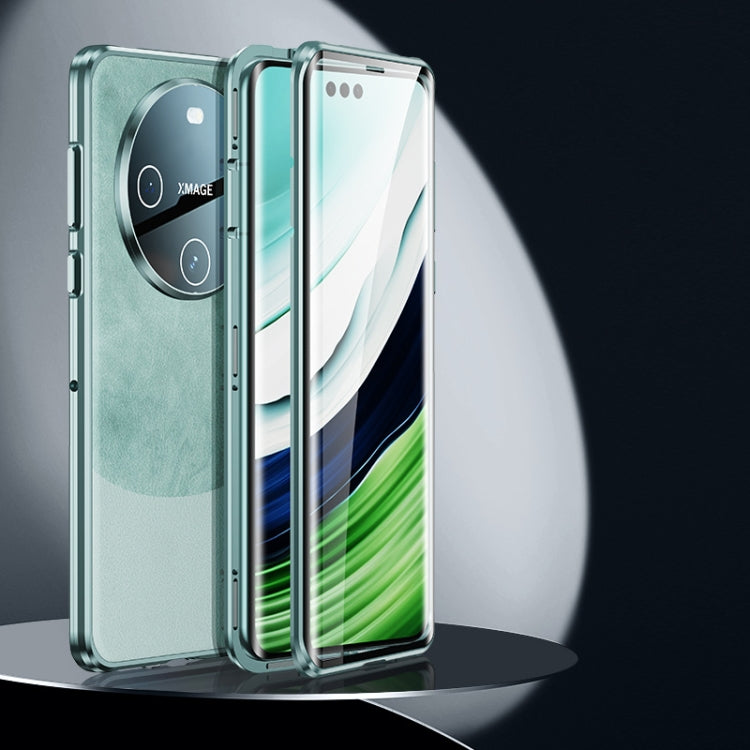 For Huawei Mate 60 Pro Double-sided Plain Leather Glass Phone Case(Cyan-blue) - Huawei Cases by PMC TechLife | Online Shopping South Africa | PMC TechLife | Buy Now Pay Later Mobicred