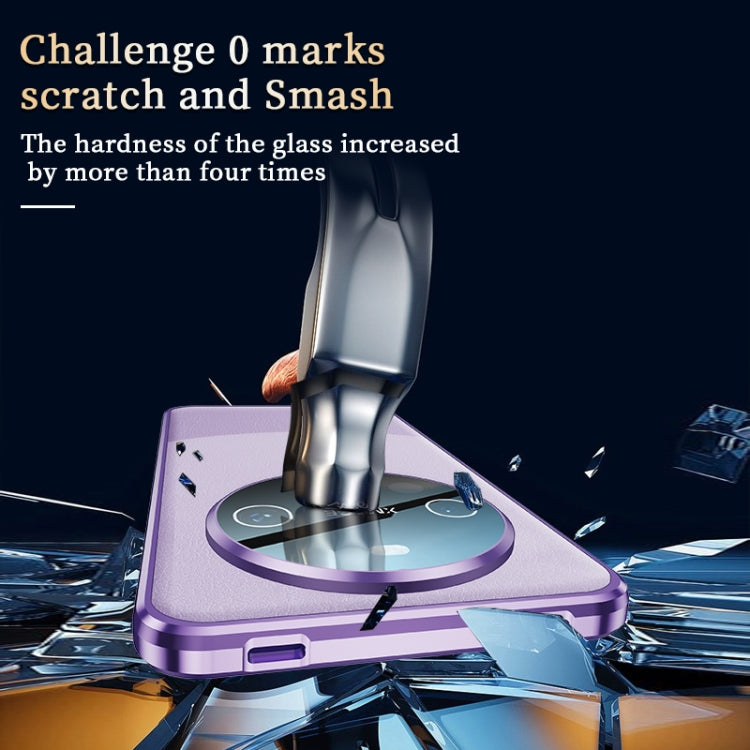 For Huawei Mate 60 Double-sided Plain Leather Glass Phone Case(Purple) - Huawei Cases by PMC TechLife | Online Shopping South Africa | PMC TechLife | Buy Now Pay Later Mobicred