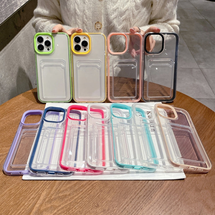 For iPhone 15 360 Clear PC Hybrid  TPU Phone Case with Card Slot(Pink) - iPhone 15 Cases by PMC TechLife | Online Shopping South Africa | PMC TechLife | Buy Now Pay Later Mobicred