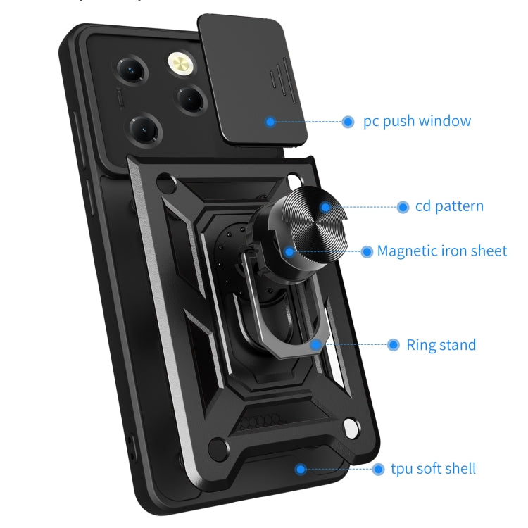 For Infinix Hot 40 / 40 Pro 4G Sliding Camera Cover Design TPU+PC Phone Case(Green) - Infinix Cases by PMC TechLife | Online Shopping South Africa | PMC TechLife | Buy Now Pay Later Mobicred