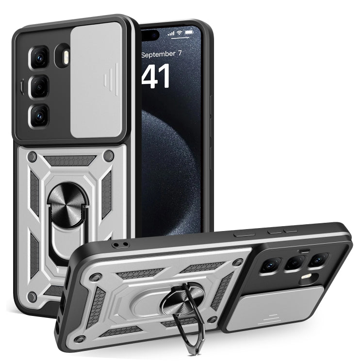 For Infinix Hot 50 Pro 4G Sliding Camera Cover Design TPU+PC Phone Case(Silver) - free shipping - PMC TechLife - Order now!