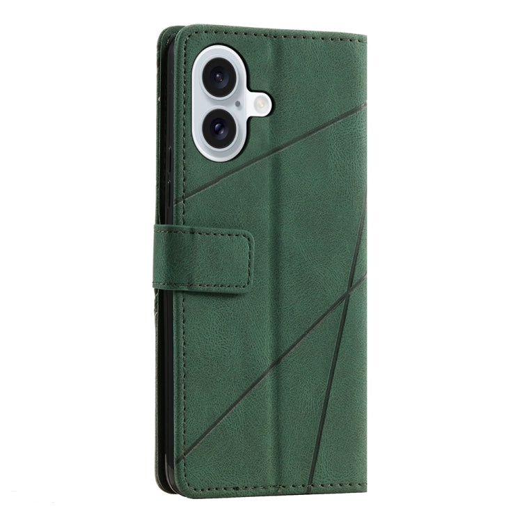 For iPhone 16 Skin Feel Splicing Leather Phone Case(Green) - iPhone 16 Cases by PMC TechLife | Online Shopping South Africa | PMC TechLife | Buy Now Pay Later Mobicred