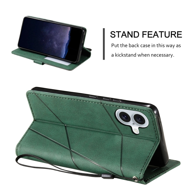 For iPhone 16 Skin Feel Splicing Leather Phone Case(Green) - iPhone 16 Cases by PMC TechLife | Online Shopping South Africa | PMC TechLife | Buy Now Pay Later Mobicred