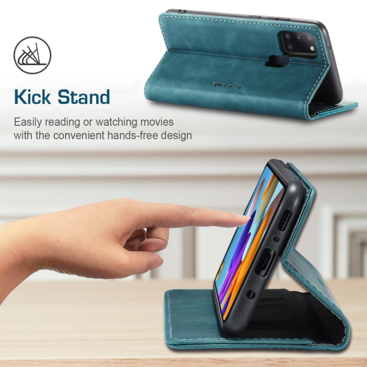 For Samsung Galaxy A21S CaseMe-013 Multifunctional Retro Frosted Horizontal Flip Leather Case with Card Slot & Holder & Wallet(Blue) - free shipping - PMC Jewellery - Order now!