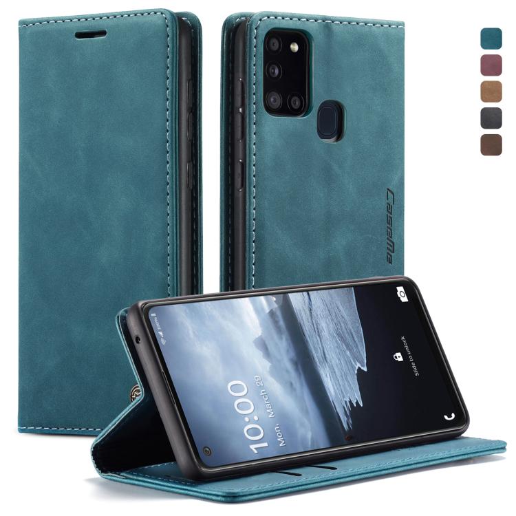 For Samsung Galaxy A21S CaseMe-013 Multifunctional Retro Frosted Horizontal Flip Leather Case with Card Slot & Holder & Wallet(Blue) - free shipping - PMC Jewellery - Order now!