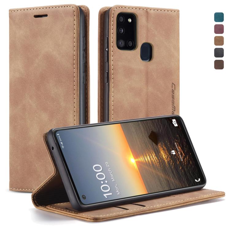 For Samsung Galaxy A21S CaseMe-013 Multifunctional Retro Frosted Horizontal Flip Leather Case with Card Slot & Holder & Wallet(Brown) - free shipping - PMC Jewellery - Order now!