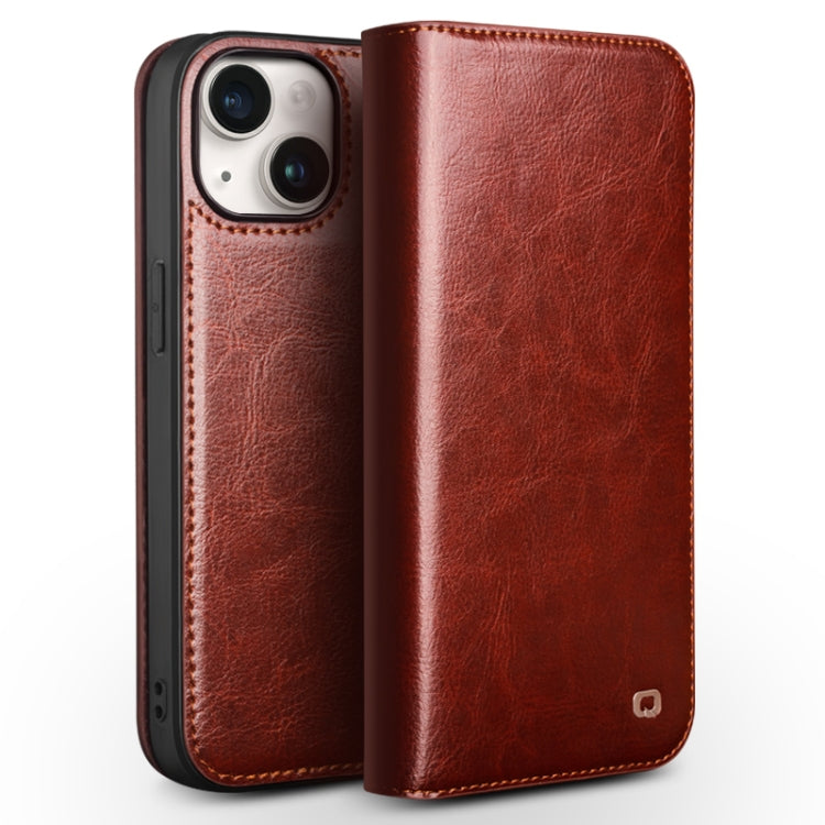 For iPhone 15 QIALINO Classic Genuine Leather Phone Case(Brown) - free shipping - PMC TechLife - Order now!