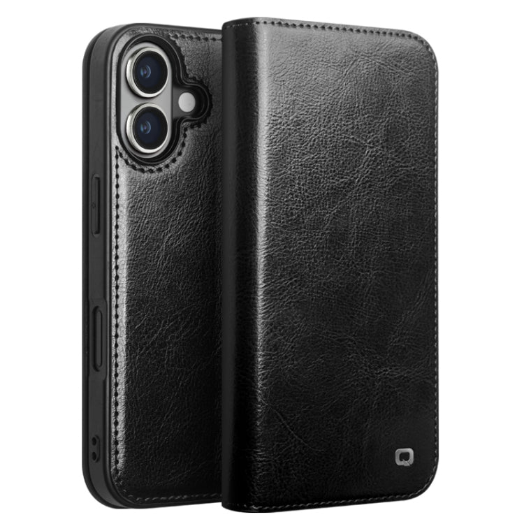 For iPhone 16 QIALINO Classic Genuine Leather Phone Case(Black) - free shipping - PMC Jewellery - Order now!