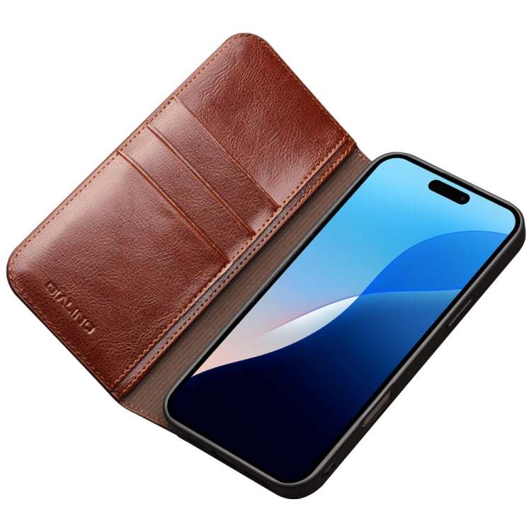 For iPhone 16 QIALINO Classic Genuine Leather Phone Case(Brown) - free shipping - PMC Jewellery - Order now!