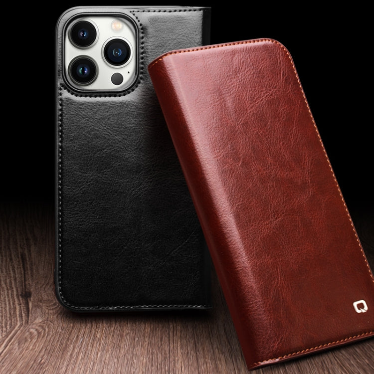 For iPhone 15 QIALINO Classic Genuine Leather Phone Case(Brown) - free shipping - PMC TechLife - Order now!