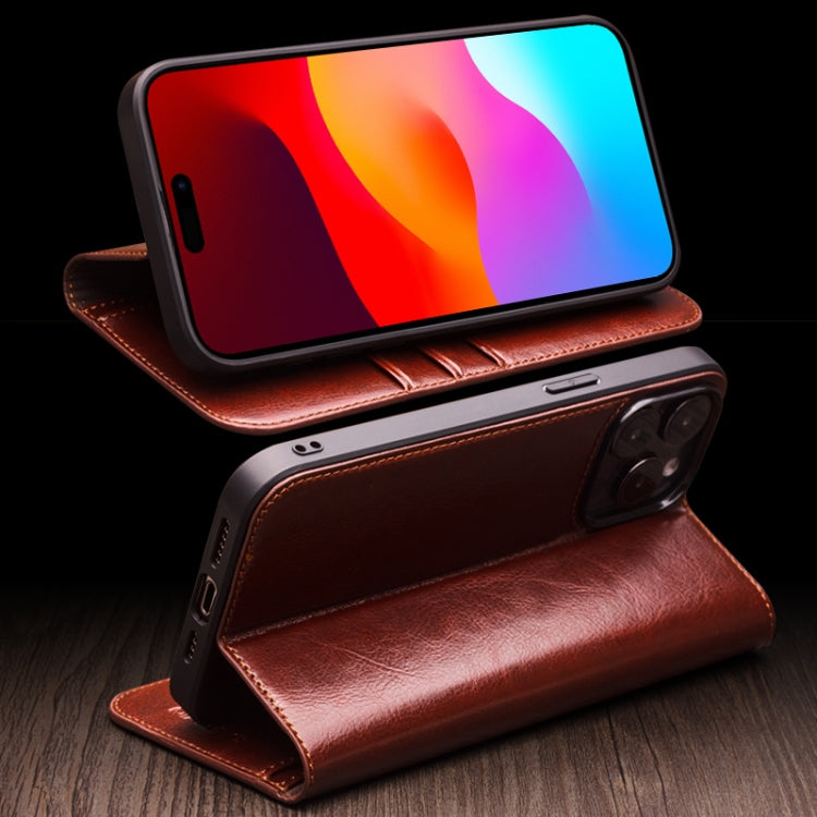 For iPhone 16 Plus QIALINO Classic Genuine Leather Phone Case(Black) - free shipping - PMC Jewellery - Order now!