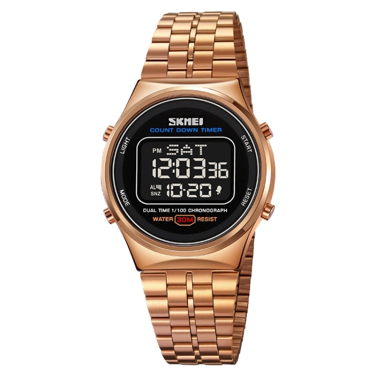 SKMEI 1882 Multifunctional Men 30M Waterproof Luminous Stainless Steel Digital Wrist Watch(Rose Gold Black) - free shipping - PMC TechLife - Order now!