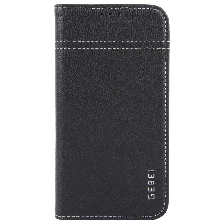 For iPhone 16e GEBEI Top-grain Horizontal Flip Leather Phone Case(Black) - free shipping - PMc TechLife - Order now!