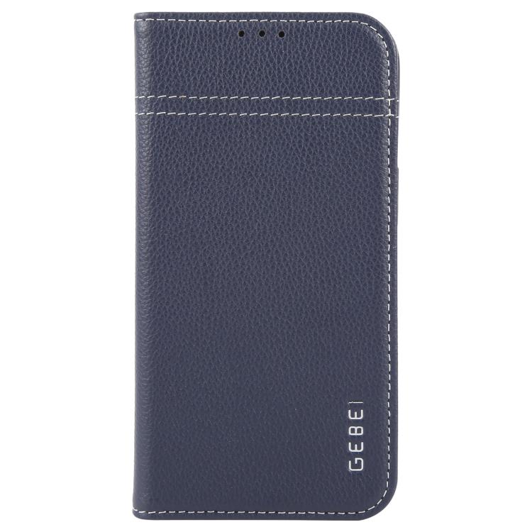 For iPhone 16e GEBEI Top-grain Horizontal Flip Leather Phone Case(Blue) - free shipping - PMc TechLife - Order now!
