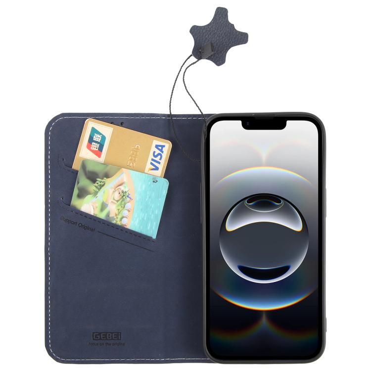 For iPhone 16e GEBEI Top-grain Horizontal Flip Leather Phone Case(Blue) - free shipping - PMc TechLife - Order now!