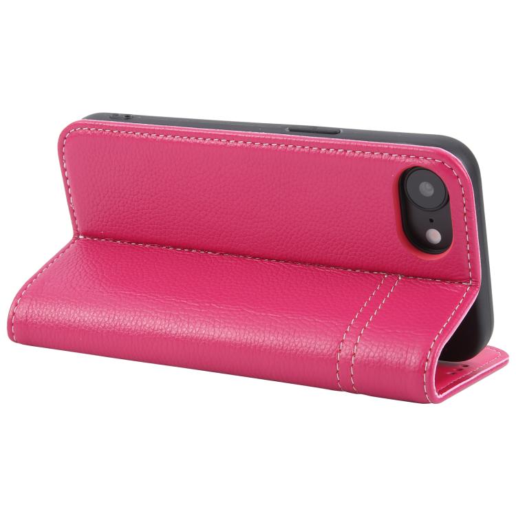 For iPhone 16e GEBEI Top-grain Horizontal Flip Leather Phone Case(Rose Red) - free shipping - PMc TechLife - Order now!