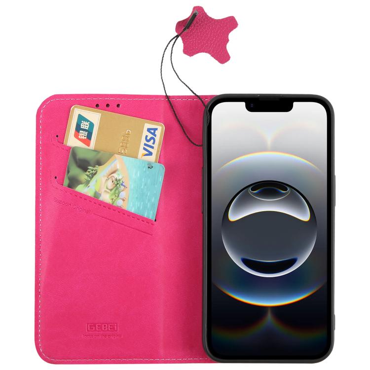 For iPhone 16e GEBEI Top-grain Horizontal Flip Leather Phone Case(Rose Red) - free shipping - PMc TechLife - Order now!