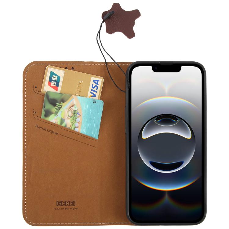 For iPhone 16e GEBEI Top-grain Horizontal Flip Leather Phone Case(Brown) - free shipping - PMc TechLife - Order now!