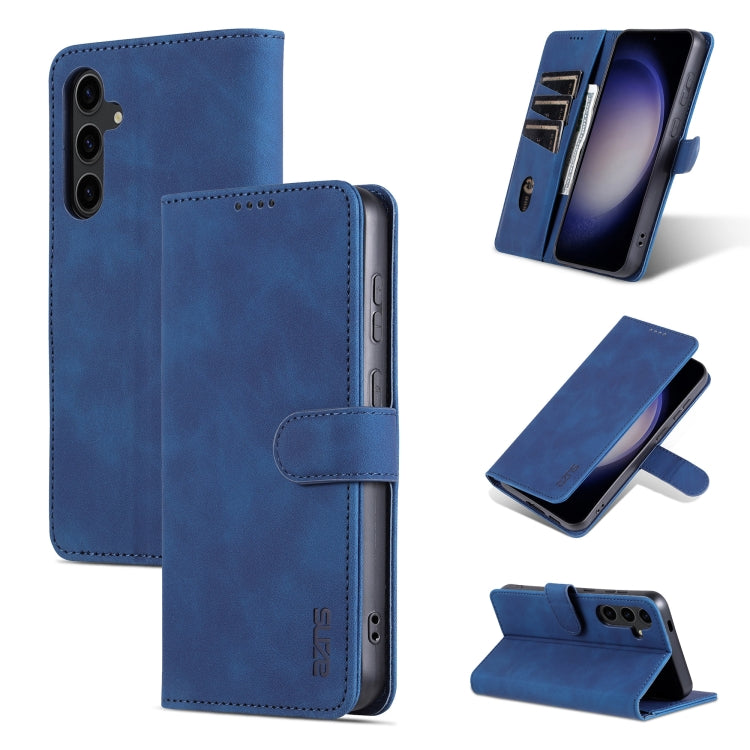 For Samsung Galaxy S24 5G AZNS Skin Feel Calf Texture Flip Leather Phone Case(Blue) - free shipping - PMC Jewellery - Order now!
