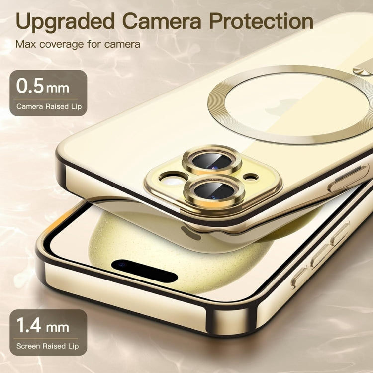 For iPhone 14 Magsafe Magnetic Transparent Electroplated TPU Phone Case(Gold) - iPhone 14 Cases by PMC TechLife | Online Shopping South Africa | PMC TechLife