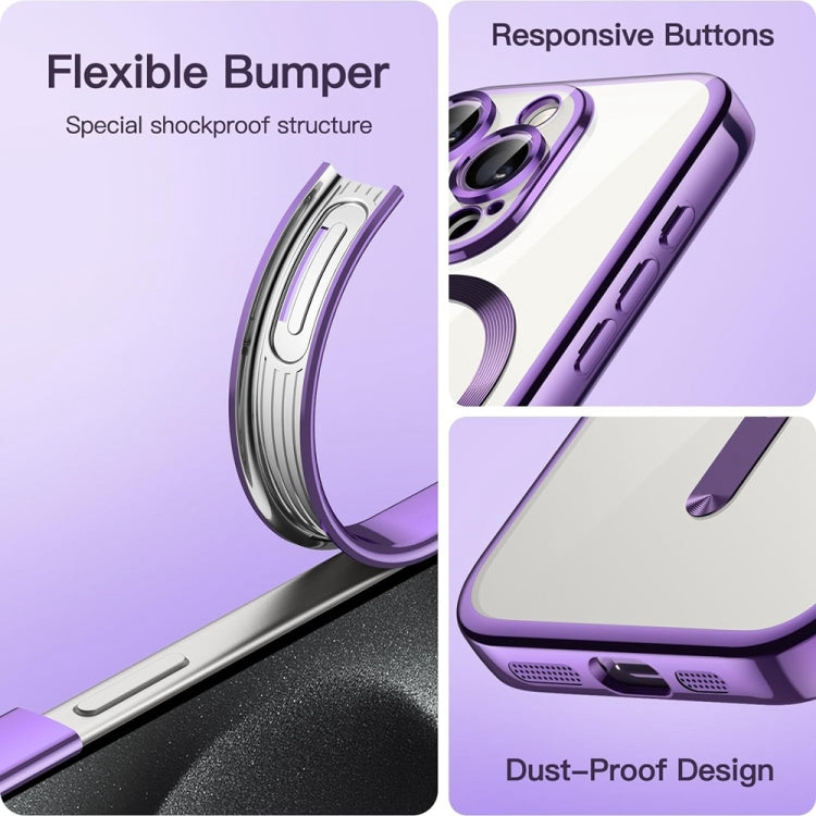 For iPhone 14 Pro Transparent Electroplated Magsafe Magnetic TPU Phone Case(Purple) - free shipping - PMC TechLife - Order now!