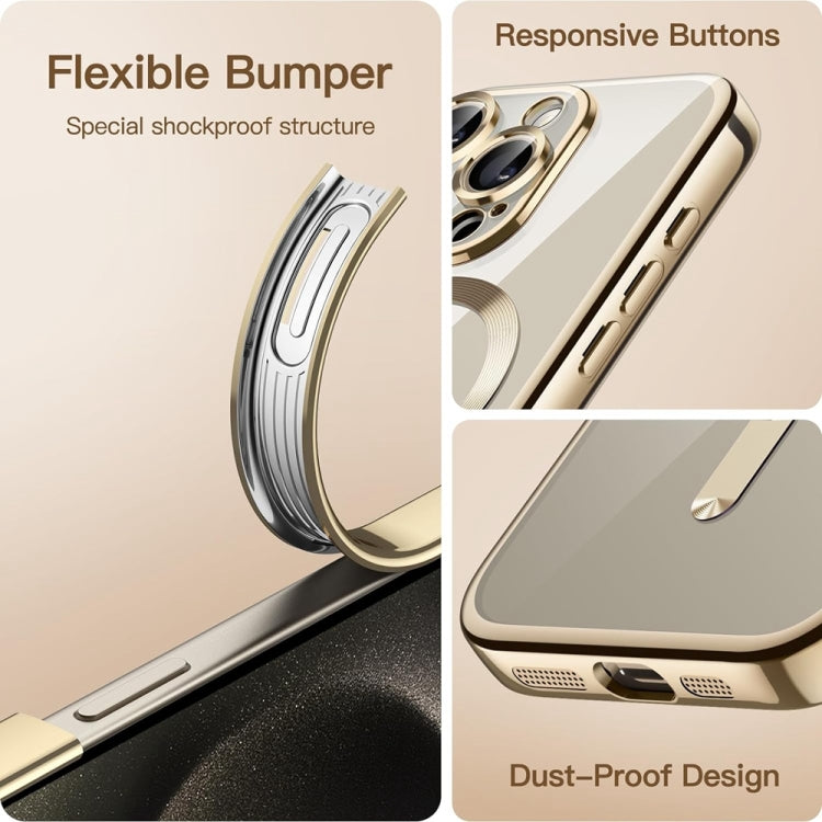 For iPhone 14 Pro Max Magsafe Magnetic Transparent Electroplated TPU Phone Case(Gold) - iPhone 14 Pro Max Cases by PMC TechLife | Online Shopping South Africa | PMC TechLife