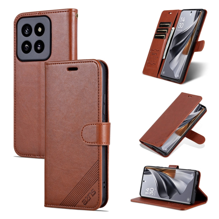 For Xiaomi 14 Pro AZNS Sheepskin Texture Flip Leather Phone Case(Brown) - 14 Pro Cases by AZNS | Online Shopping South Africa | PMC TechLife | Buy Now Pay Later Mobicred