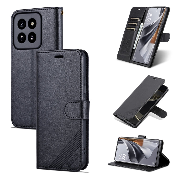 For Xiaomi 14 Pro AZNS Sheepskin Texture Flip Leather Phone Case(Black) - free shipping - PMC Jewellery - Order now!