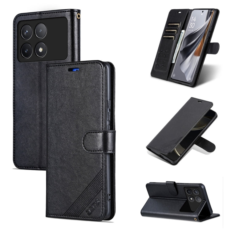 For Xiaomi Redmi K70 / K70 Pro AZNS Sheepskin Texture Flip Leather Phone Case(Black) - K70 Pro Cases by AZNS | Online Shopping South Africa | PMC TechLife | Buy Now Pay Later Mobicred