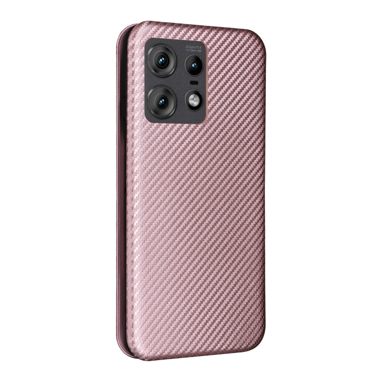 For Motorola Edge 50 Pro Carbon Fiber Texture Flip Leather Phone Case(Pink) - Motorola Cases by PMC TechLife | Online Shopping South Africa | PMC TechLife | Buy Now Pay Later Mobicred