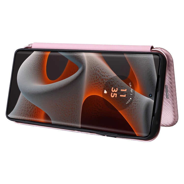 For Motorola Edge 50 Pro Carbon Fiber Texture Flip Leather Phone Case(Pink) - Motorola Cases by PMC TechLife | Online Shopping South Africa | PMC TechLife | Buy Now Pay Later Mobicred