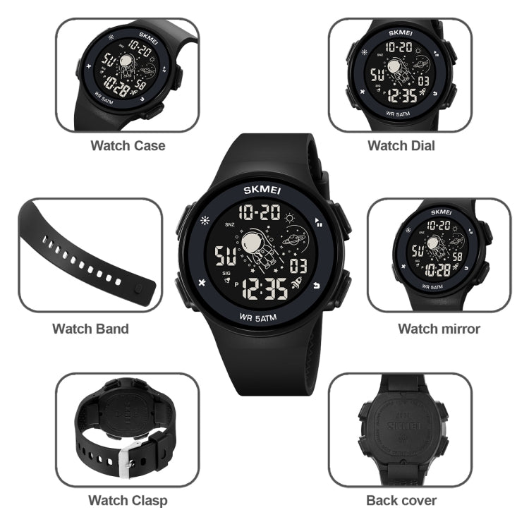 SKMEI 2068 Multifunctional Men 50M Waterproof Noctilucent Sports Digital Wrist Watch(Black White) - free shipping - PMC TechLife - Order now!
