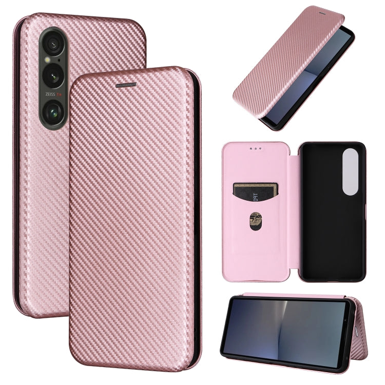 For Sony Xperia 1 VI 2024 Carbon Fiber Texture Flip Leather Phone Case(Pink) - Sony Cases by PMC Jewellery | Online Shopping South Africa | PMC Jewellery | Buy Now Pay Later Mobicred