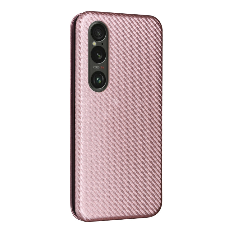For Sony Xperia 1 VI 2024 Carbon Fiber Texture Flip Leather Phone Case(Pink) - Sony Cases by PMC Jewellery | Online Shopping South Africa | PMC Jewellery | Buy Now Pay Later Mobicred