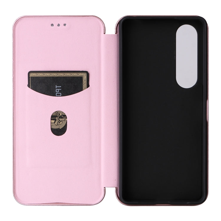 For Sony Xperia 1 VI 2024 Carbon Fiber Texture Flip Leather Phone Case(Pink) - Sony Cases by PMC Jewellery | Online Shopping South Africa | PMC Jewellery | Buy Now Pay Later Mobicred