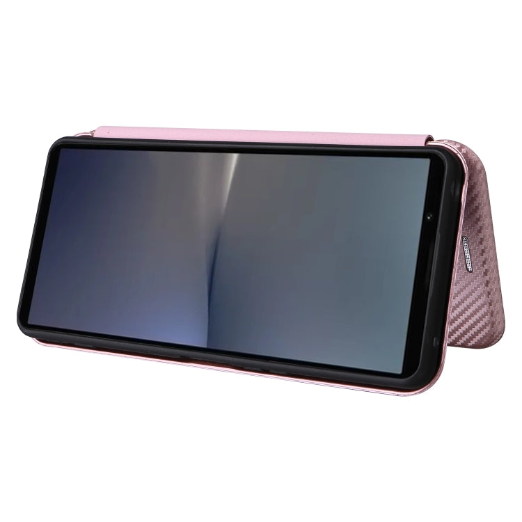 For Sony Xperia 1 VI 2024 Carbon Fiber Texture Flip Leather Phone Case(Pink) - Sony Cases by PMC Jewellery | Online Shopping South Africa | PMC Jewellery | Buy Now Pay Later Mobicred