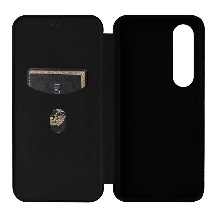 For Sony Xperia 1 VI 2024 Carbon Fiber Texture Flip Leather Phone Case(Black) - Sony Cases by PMC Jewellery | Online Shopping South Africa | PMC Jewellery | Buy Now Pay Later Mobicred