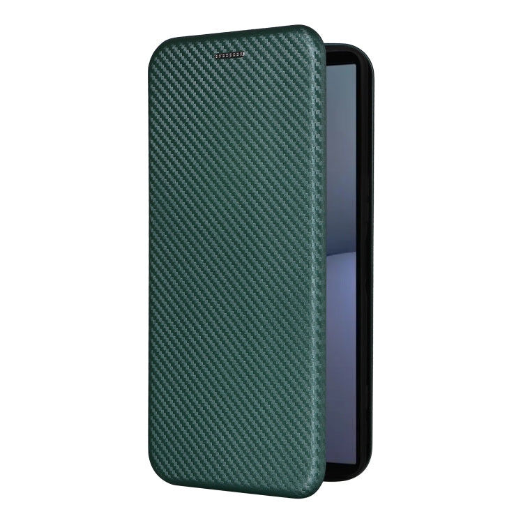 For Sony Xperia 1 VI 2024 Carbon Fiber Texture Flip Leather Phone Case(Green) - Sony Cases by PMC Jewellery | Online Shopping South Africa | PMC Jewellery | Buy Now Pay Later Mobicred