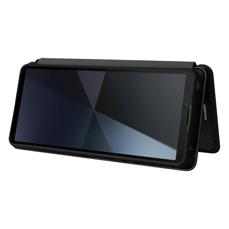For Sony Xperia 10 VI 2024 Carbon Fiber Texture Flip Leather Phone Case(Black) - Sony Cases by PMC Jewellery | Online Shopping South Africa | PMC Jewellery | Buy Now Pay Later Mobicred