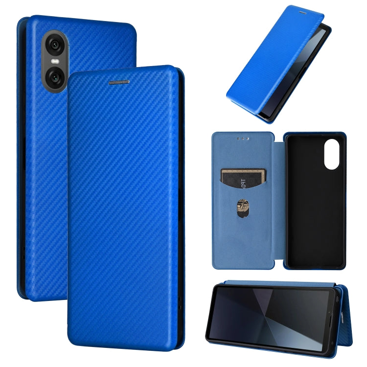 For Sony Xperia 10 VI 2024 Carbon Fiber Texture Flip Leather Phone Case(Blue) - Sony Cases by PMC Jewellery | Online Shopping South Africa | PMC Jewellery | Buy Now Pay Later Mobicred