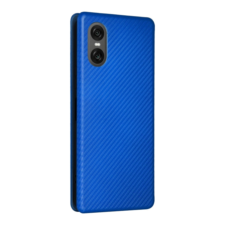 For Sony Xperia 10 VI 2024 Carbon Fiber Texture Flip Leather Phone Case(Blue) - Sony Cases by PMC Jewellery | Online Shopping South Africa | PMC Jewellery | Buy Now Pay Later Mobicred