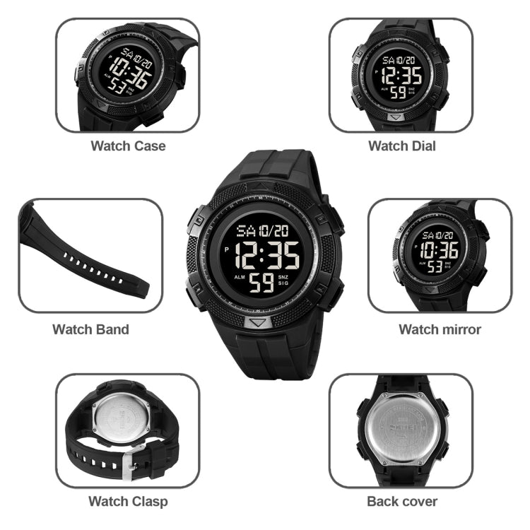 SKMEI 2078 Multifunctional Men 50M Waterproof Sports Fashion Digital Wrist Watch(Black) - free shipping - PMC TechLife - Order now!