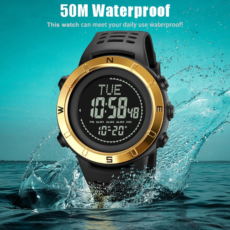 Shimei 2096 Multifunctional Men 50M Waterproof Compass Noctilucent Digital Wrist Watch(Black) - free shipping - PMC TechLife - Order now!