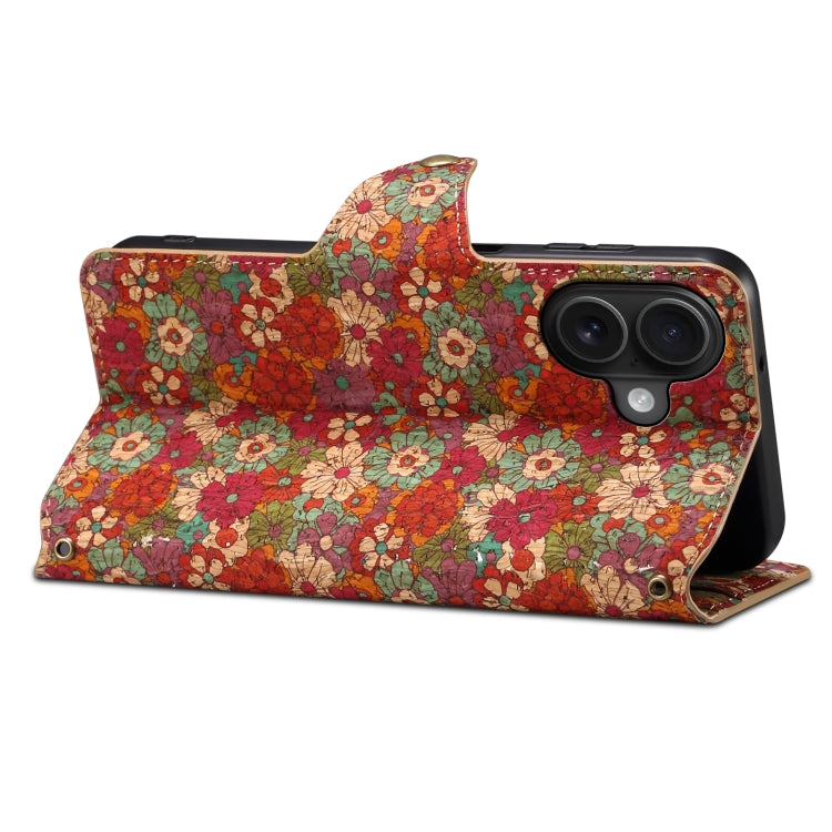 For iPhone 16 Plus Denior Flower Language Series Cork Fabric Oil Edge Leather Phone Case(Summer) - free shipping - PMC Jewellery - Order now!