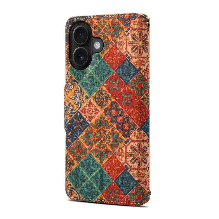 For iPhone 16 Plus Denior Flower Language Series Cork Fabric Oil Edge Leather Phone Case(Winter) - free shipping - PMC Jewellery - Order now!
