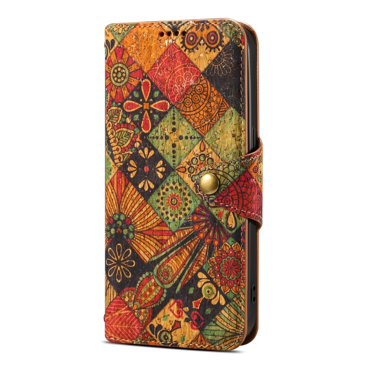 For iPhone 16 Pro Max Denior Flower Language Series Cork Fabric Oil Edge Leather Phone Case(Autumn) - free shipping - PMC Jewellery - Order now!