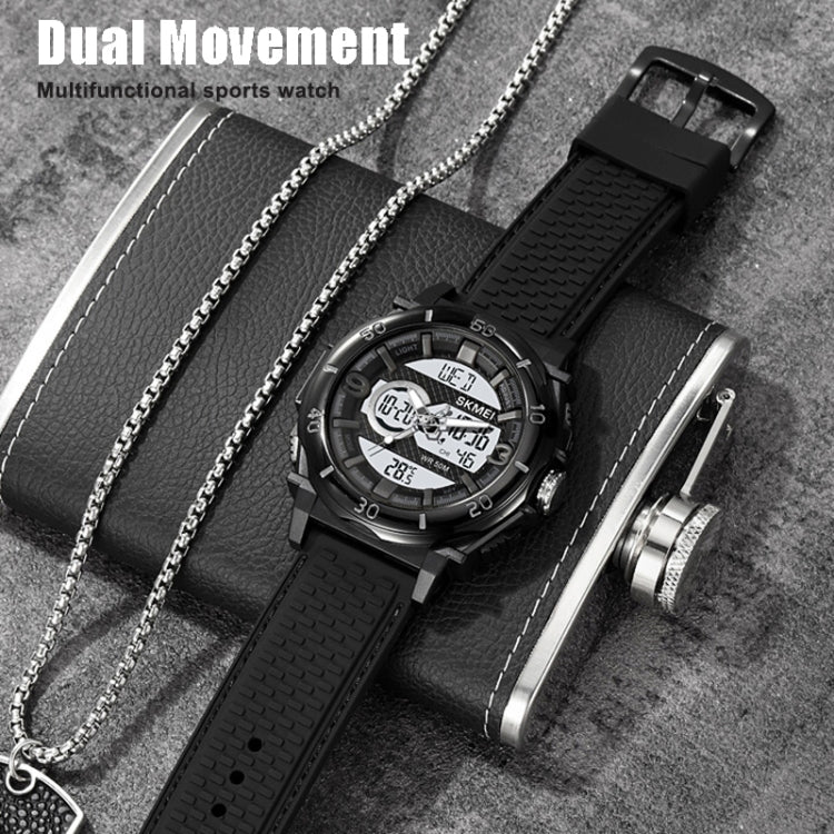SKMEI 2098 Multifunctional Men 50M Waterproof Thermometer Dual Display Digital Wrist Watch(Black+White) - free shipping - PMC TechLife - Order now!